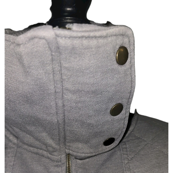 Eddie Bauer Women’s Fleece Jacket Gray Full Zip Quilted Button Collar Size Large - Picture 5 of 9